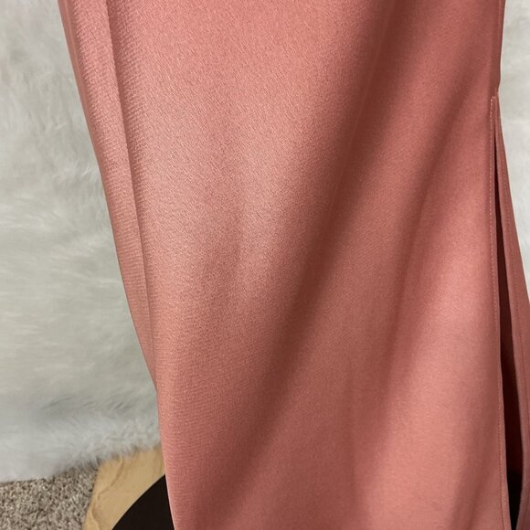 Anthropologie BHLDN Cali Satin Cowl Neck Midi Slip Dress Pink 6 - Picture 6 of 9